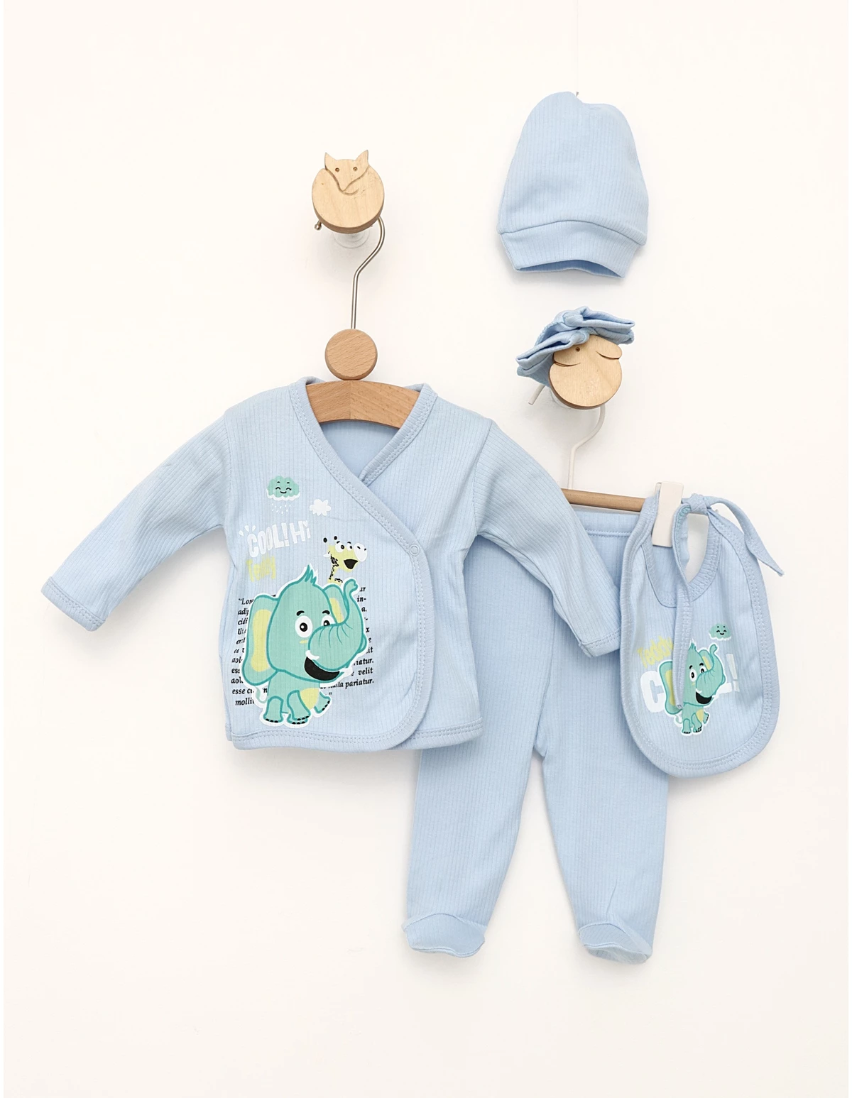 Costumas 5 piese Elefantelul Teddy blue