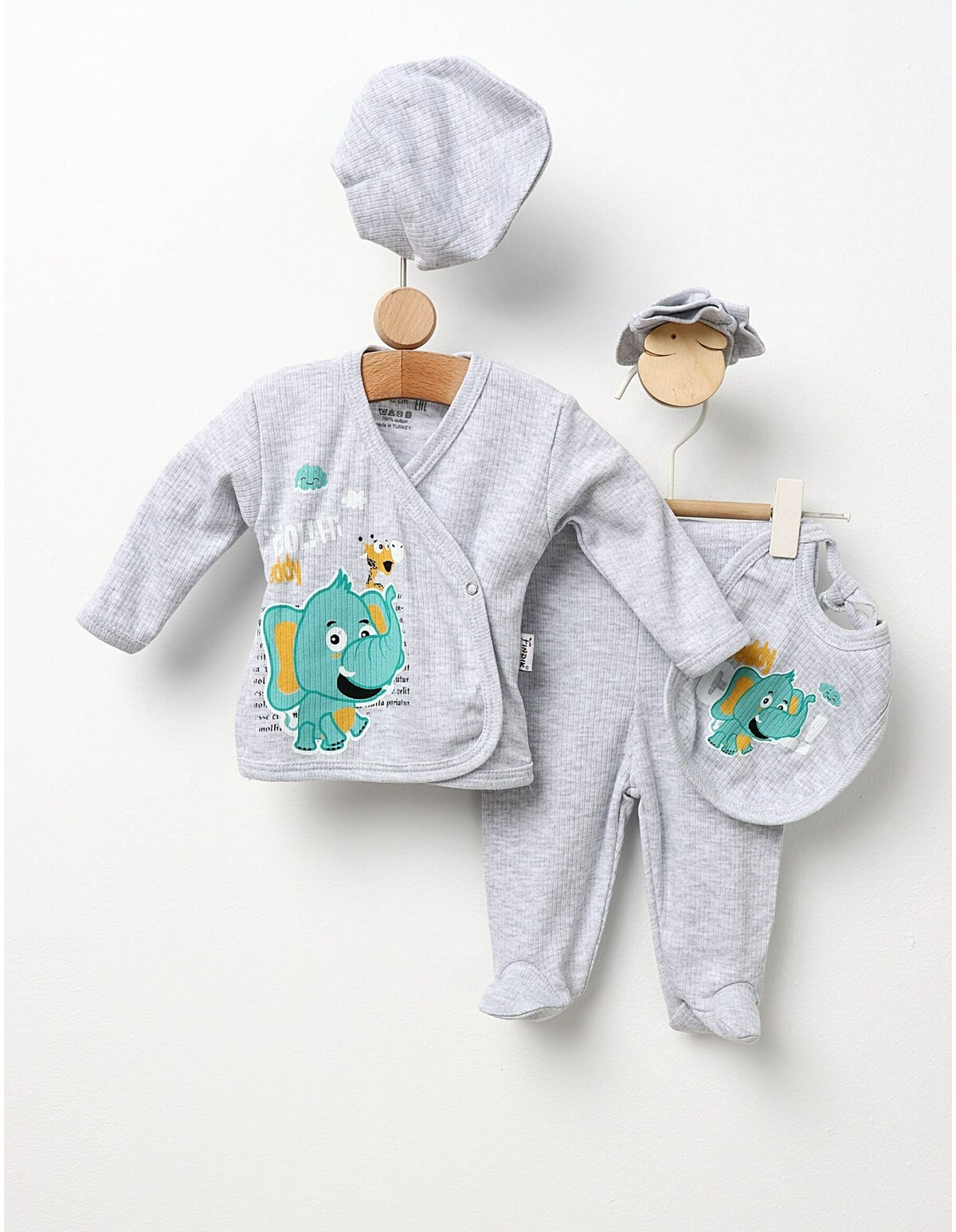 Costumas 5 piese Elefantelul Teddy gri