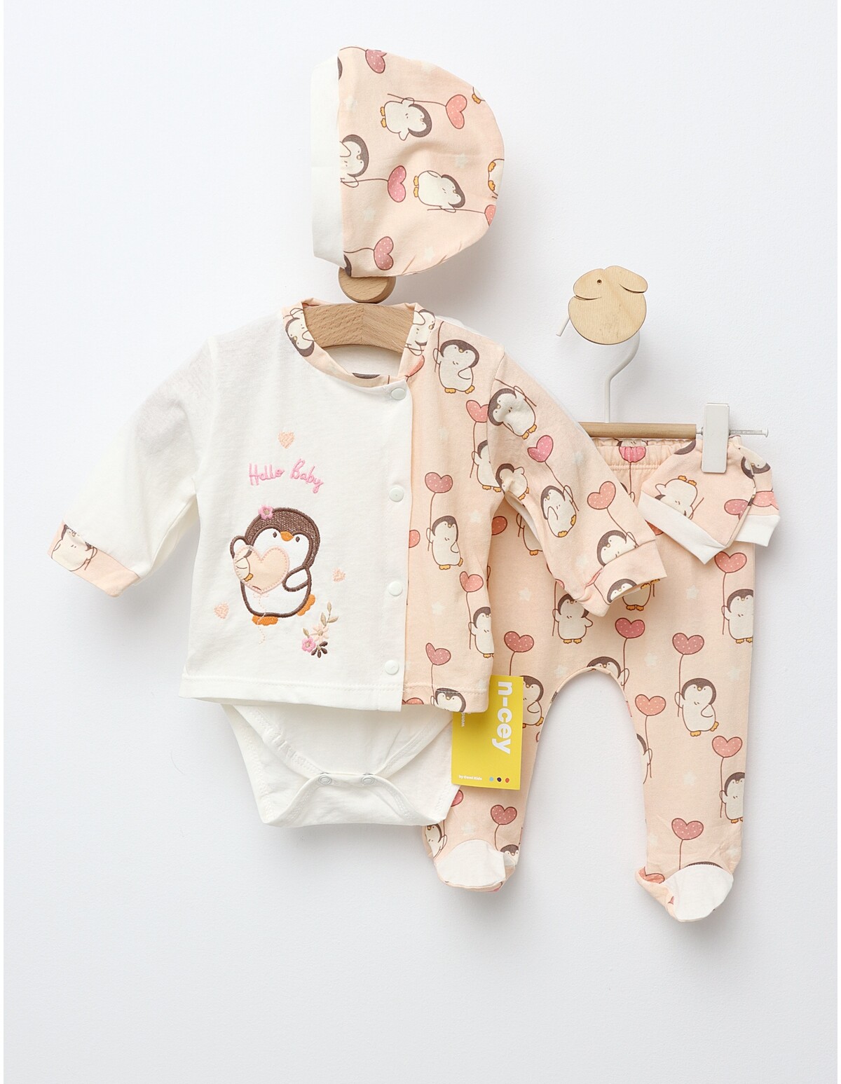 Costumas 5 piese Hello Baby Pinguin corai