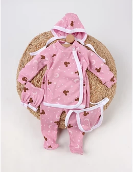 Costumas 5 piese Mickey luna-stele roz