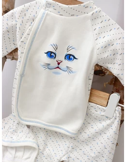 Costumas 5 piese ochi pisica bleu