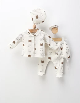 Costumas 5 piese, Ursuletii, alb-maro