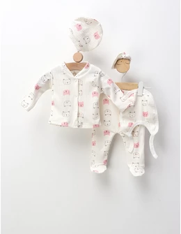 Costumas 5 piese, Ursuletii, alb-roz