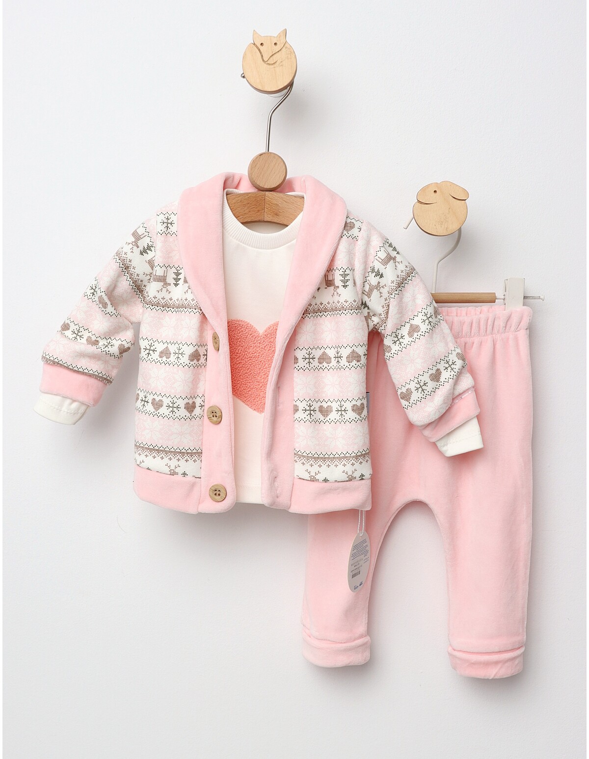 Costumas catifelat Heart, Flake roz