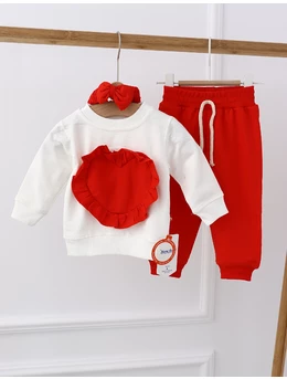 Costumas cu bentita Big Heart model rosu 68 (3-6 luni)