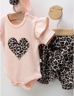 Costumas de vara, 3 piese, leopard, corai