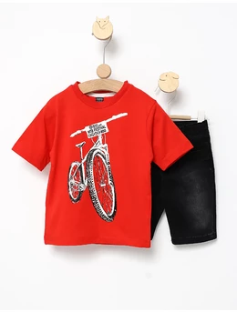 Costumas de vara Bike Rider cu rosu