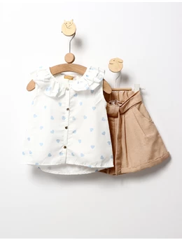 Costumas de vara cu inimioare model cu albastru