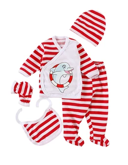 Costumas dungute 5 piese Delfin alb-rosu