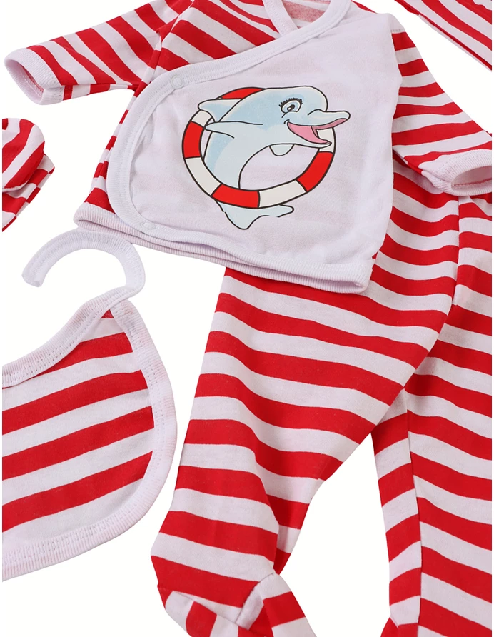 Costumas dungute 5 piese Delfin alb-rosu picture - 2