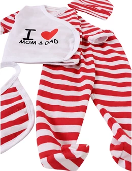 Costumas dungute 5 piese Love Mom&Dad alb-rosu