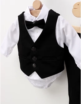 Costumas elegant Ares, alb-negru
