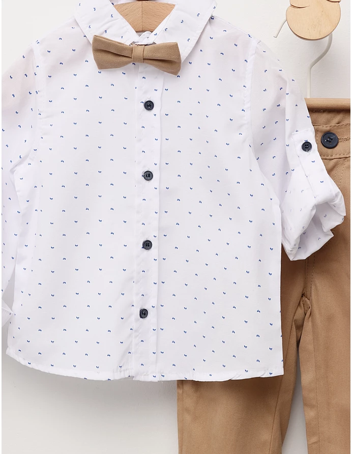 Costumas elegant, papion, bretele, cu bej picture - 2