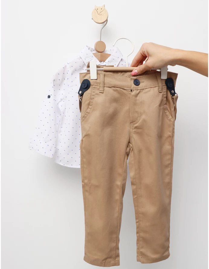 Costumas elegant, papion, bretele, cu bej picture - 3