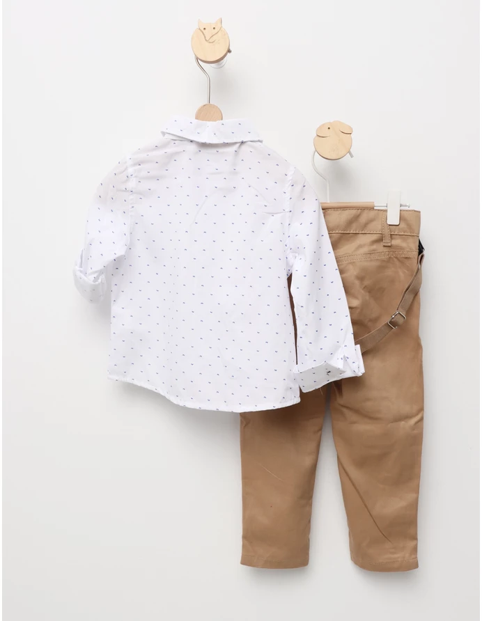 Costumas elegant, papion, bretele, cu bej picture - 4