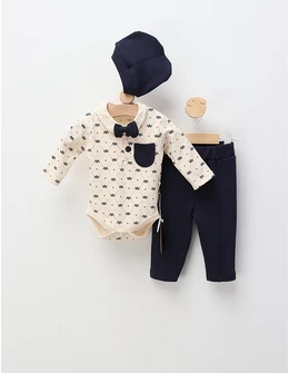 Costumas imprimat coronite, crem-bleumarin