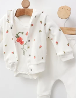 Costumas Love & Flowers, cu alb