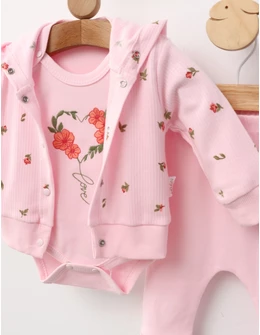 Costumas Love & Flowers, cu roz