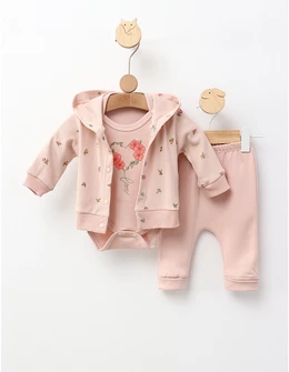 Costumas Love & Flowers, cu roz-prafuit