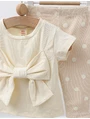 Costumas premium de vara cu fundita mare model crem picture - 2
