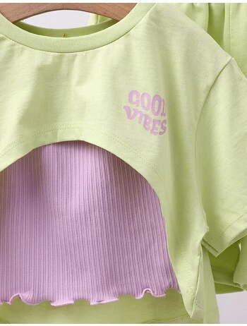 Costumas vara Crop Top Vibes cu verde-fistic picture - 2
