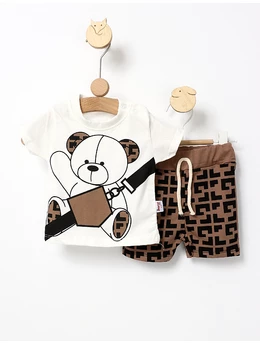 Costumas vara Lucky Bear alb-maro