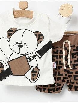 Costumas vara Lucky Bear alb-maro