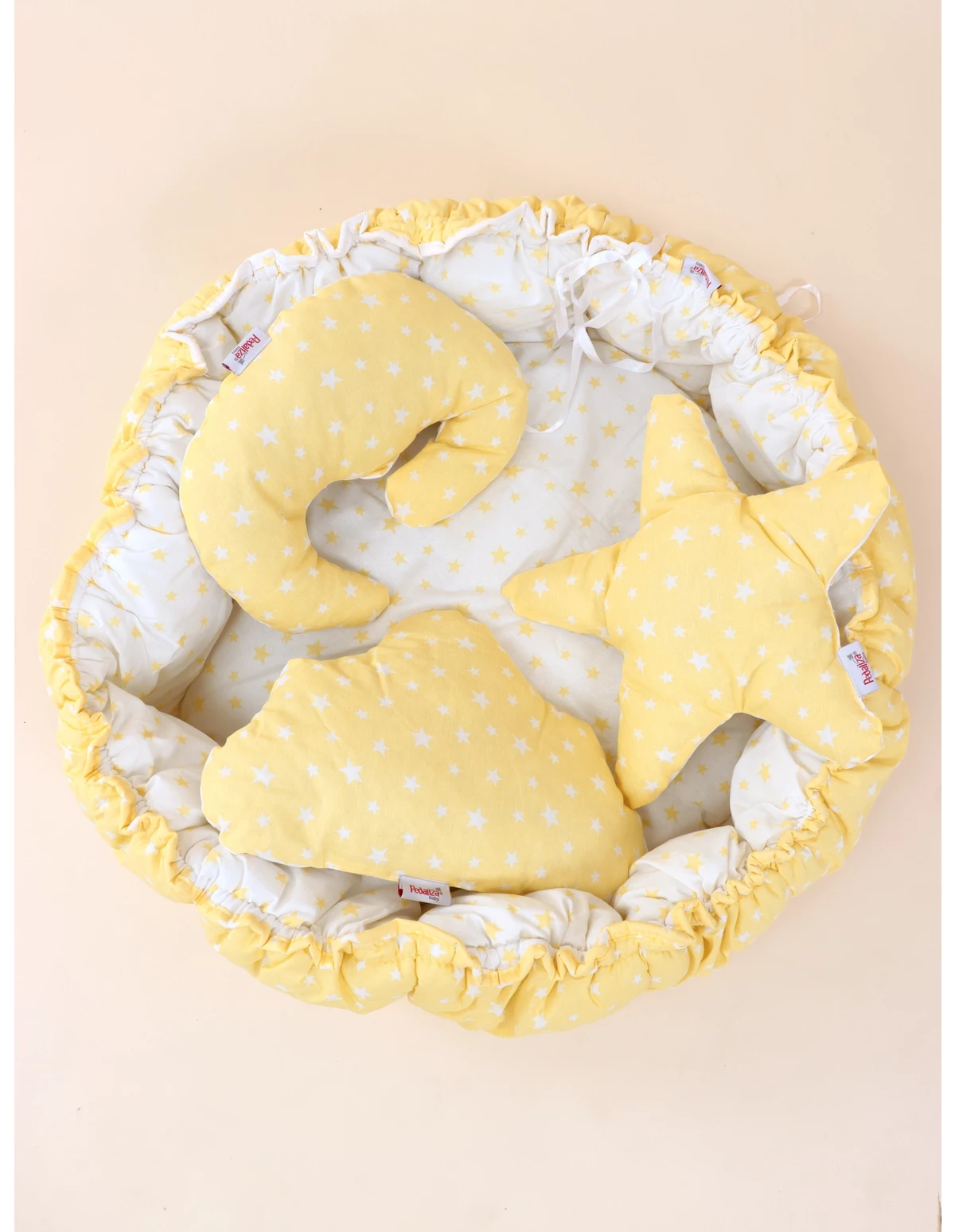 Cuib rotund 4 piese bebelusi Baby NEST, M1 stelute-galben ,Pedaliza