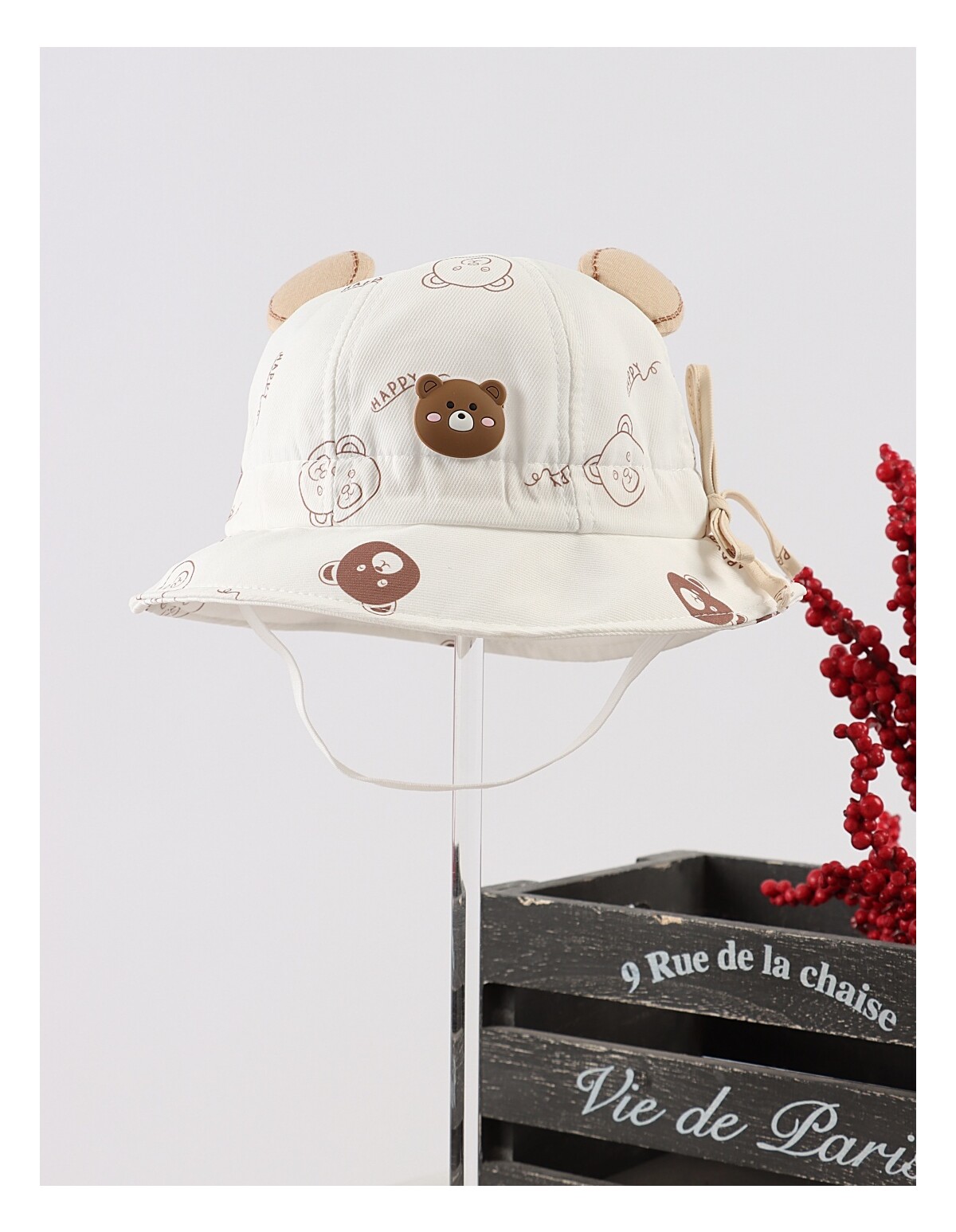 Palarie baietei, Logo Bear, cu alb