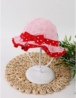 Palarie brodata-fundita buline roz deschis-rosu