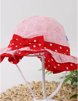 Palarie brodata-fundita buline roz deschis-rosu