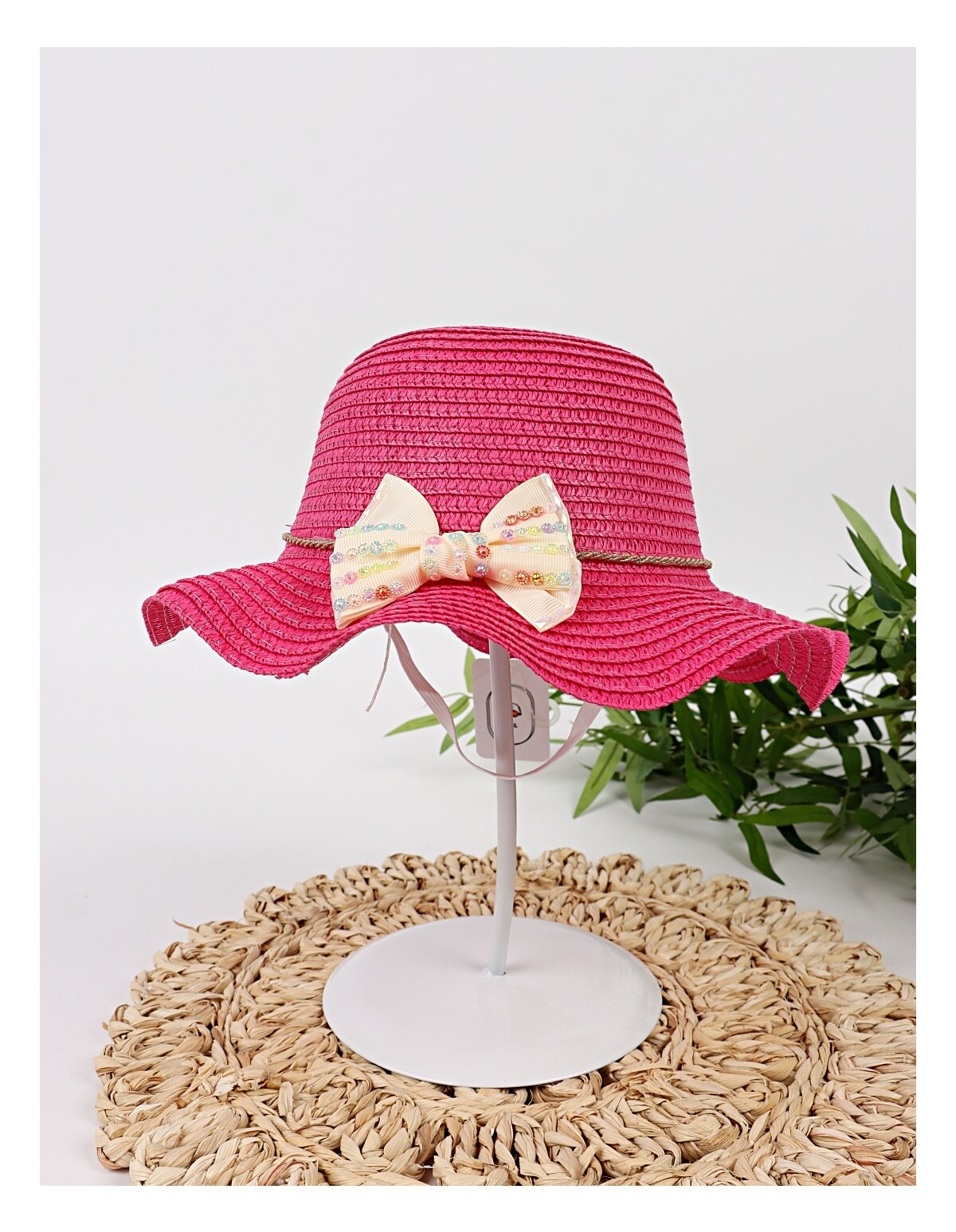 Palarie Cool Girl cu fundita, ciclam