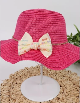 Palarie Cool Girl cu fundita, ciclam