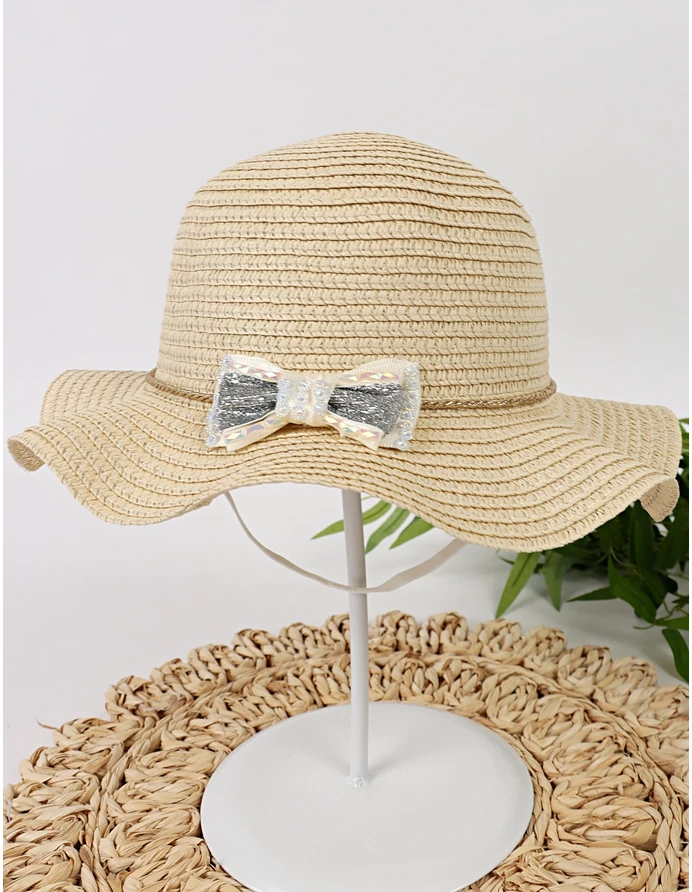 Palarie Cool Girl cu fundita, crem picture - 2