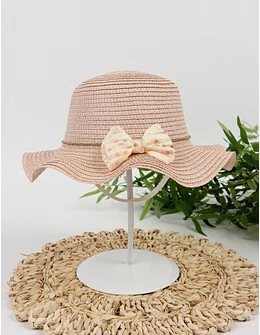 Palarie Cool Girl cu fundita, roz-prafuit