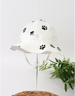 Palarie cu plasa, Imprimeu Catel, alb