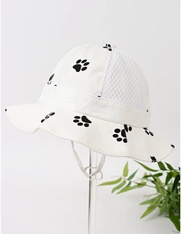 Palarie cu plasa, Imprimeu Catel, alb