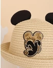 Palarie de paie Mickey Ears crem 2