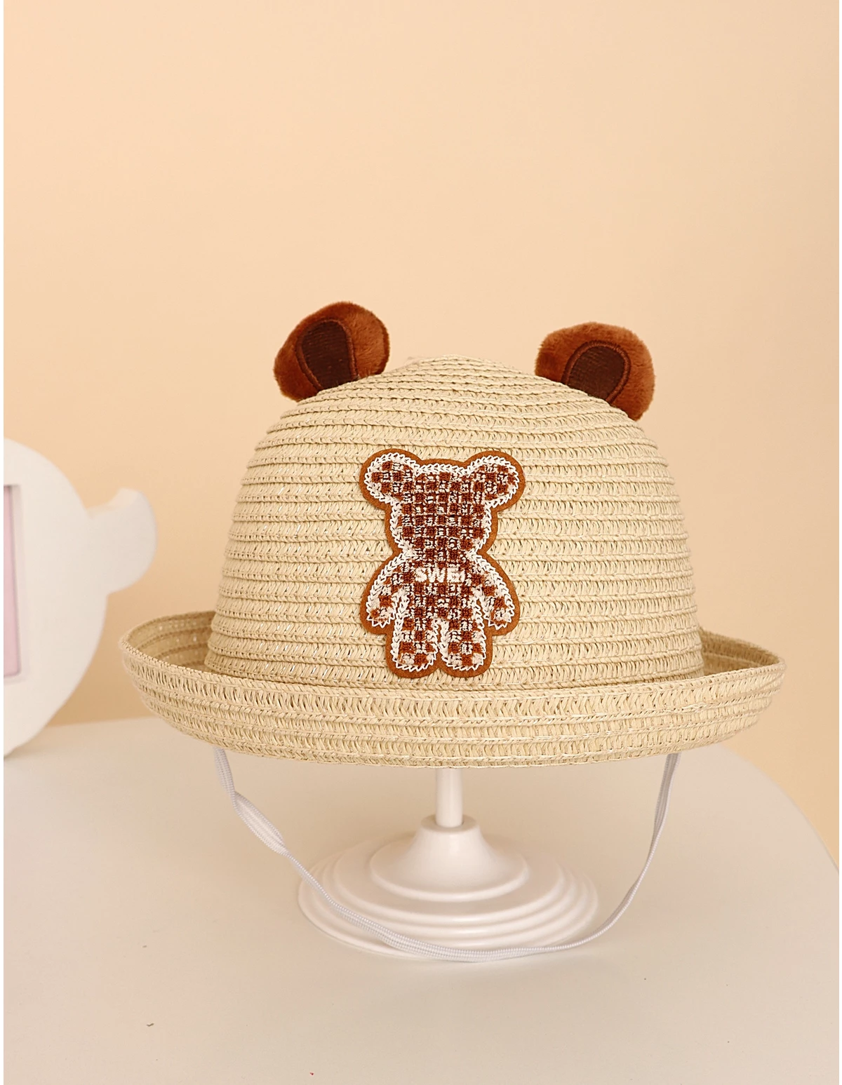 Palarie de paie Sweet Bear crem
