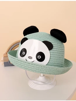 Palarie de paie Ursul Panda verde 1