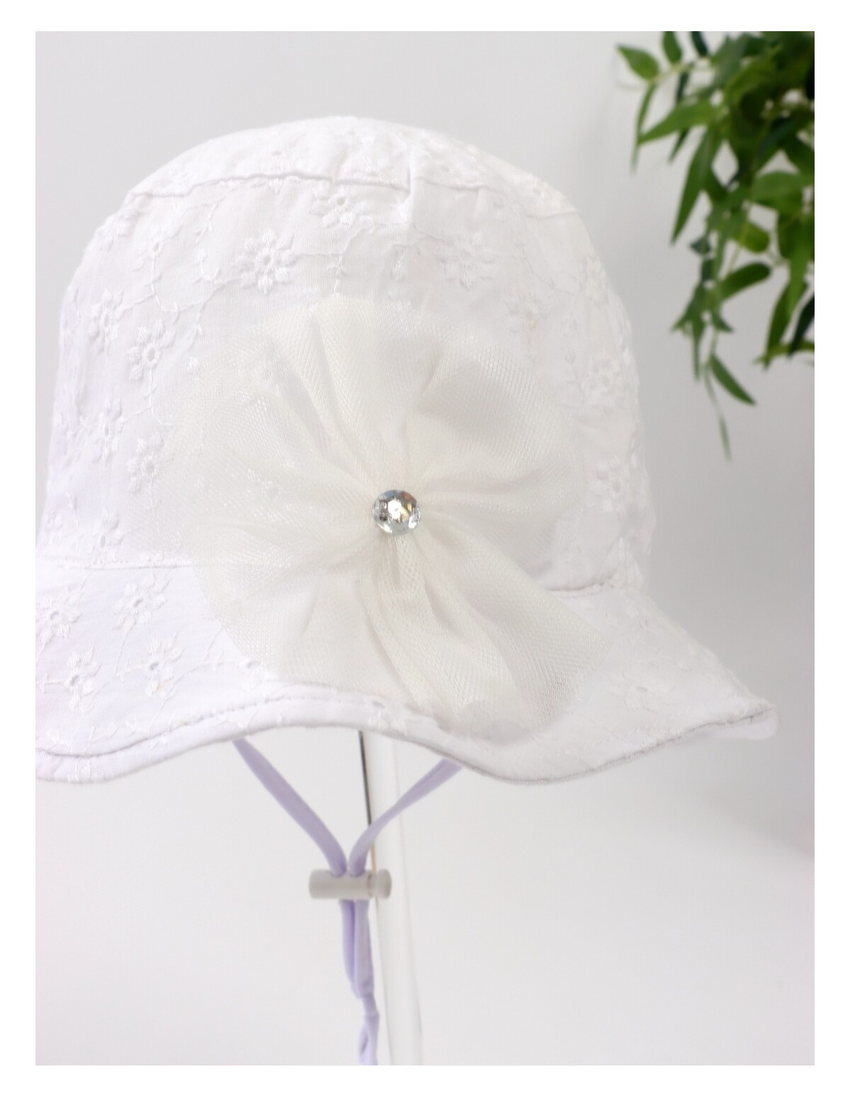 Palarie Floricica cu Diamant, alb