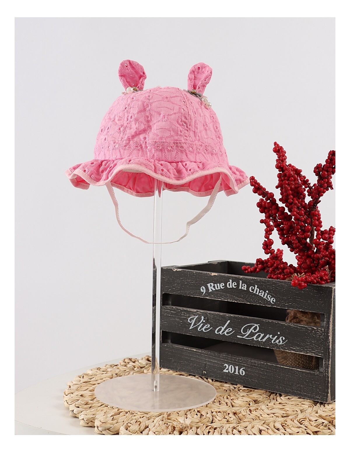 Palarie Tara brodata-fundite roz