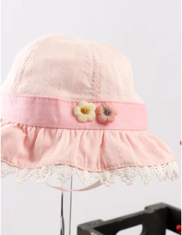 Palarie Zara brodata-floricele roz