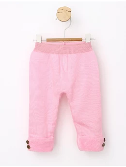 Pantalon stil colant imblanit roz 1