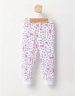 Pantaloni Baby Bear alb-roz
