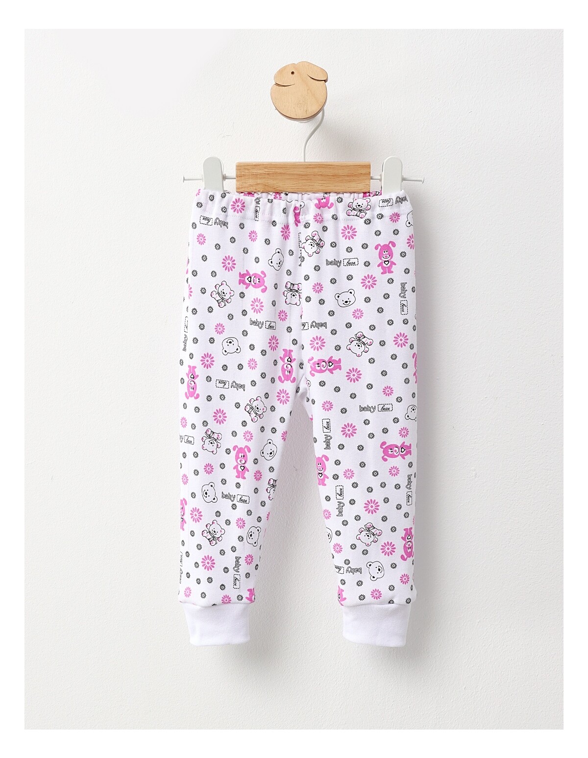 Pantaloni Baby Bear alb-roz