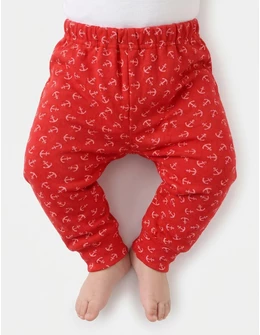 Pantaloni bebe, cu ancore, model rosu