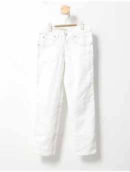 Pantaloni blug si curea Fashion alb-1