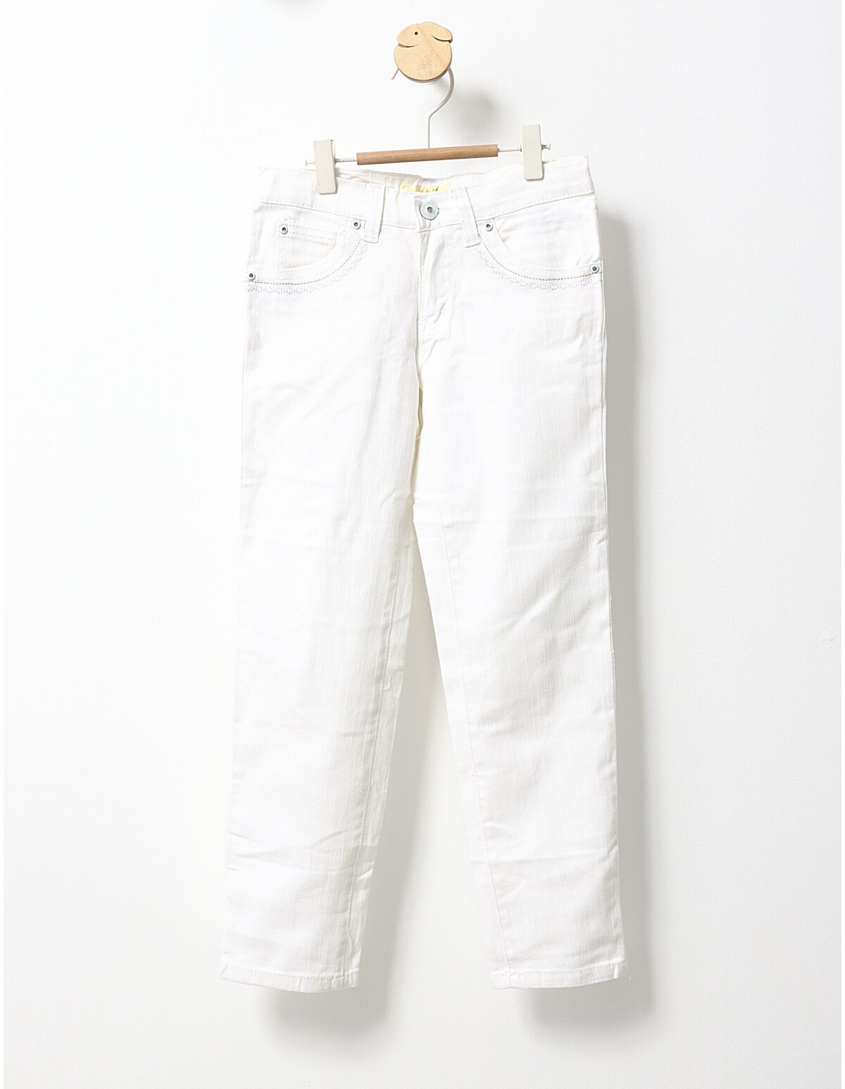 Pantaloni blug si curea Fashion alb-1