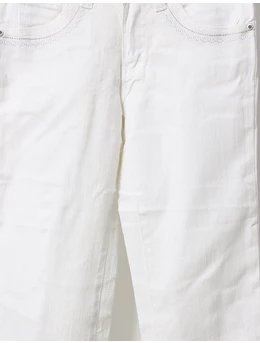 Pantaloni blug si curea Fashion alb-1